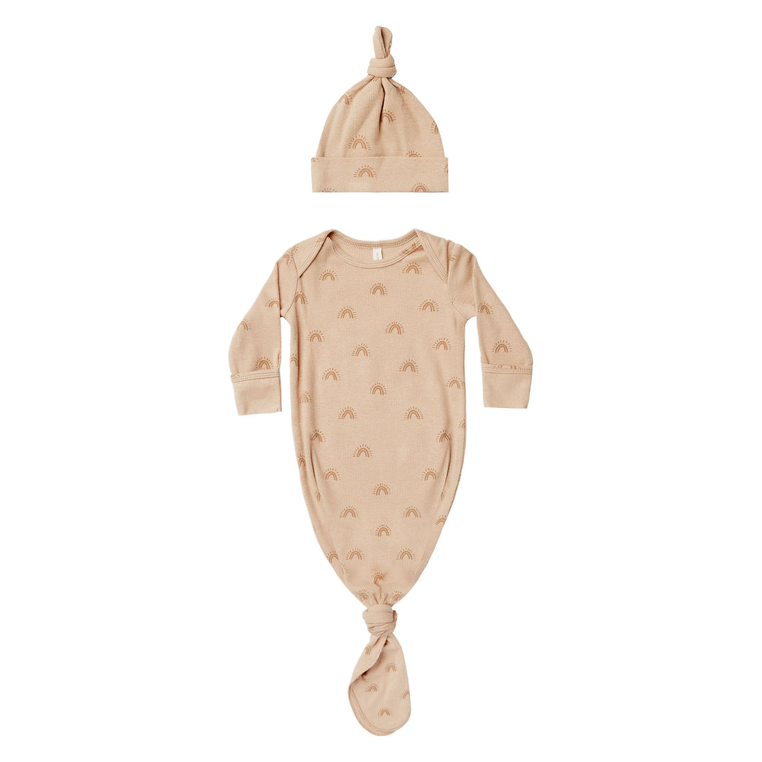 Quincy Mae Knotted Baby Gown & Hat Set | Rainbows