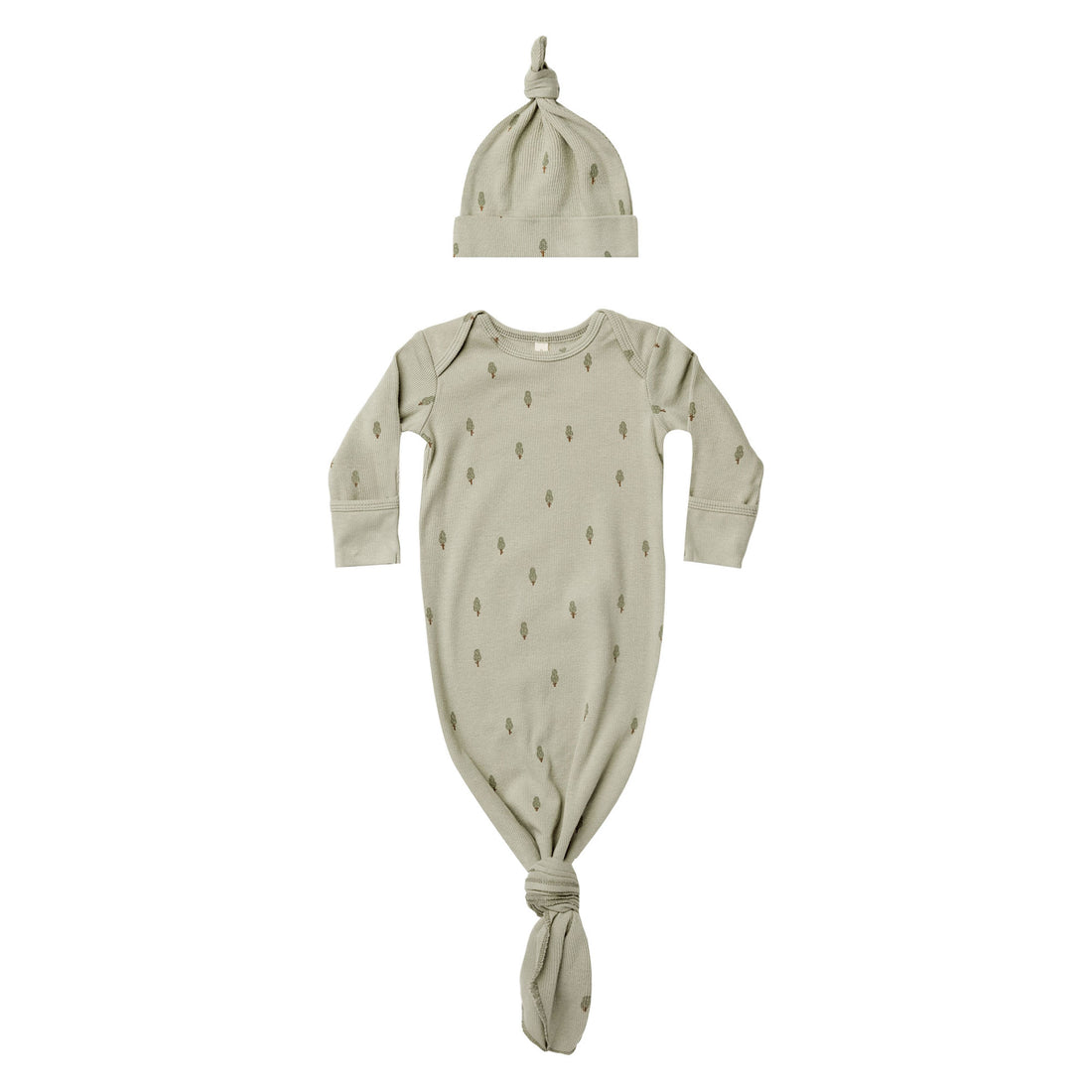 Quincy Mae Knotted Baby Gown & Hat Set | Trees