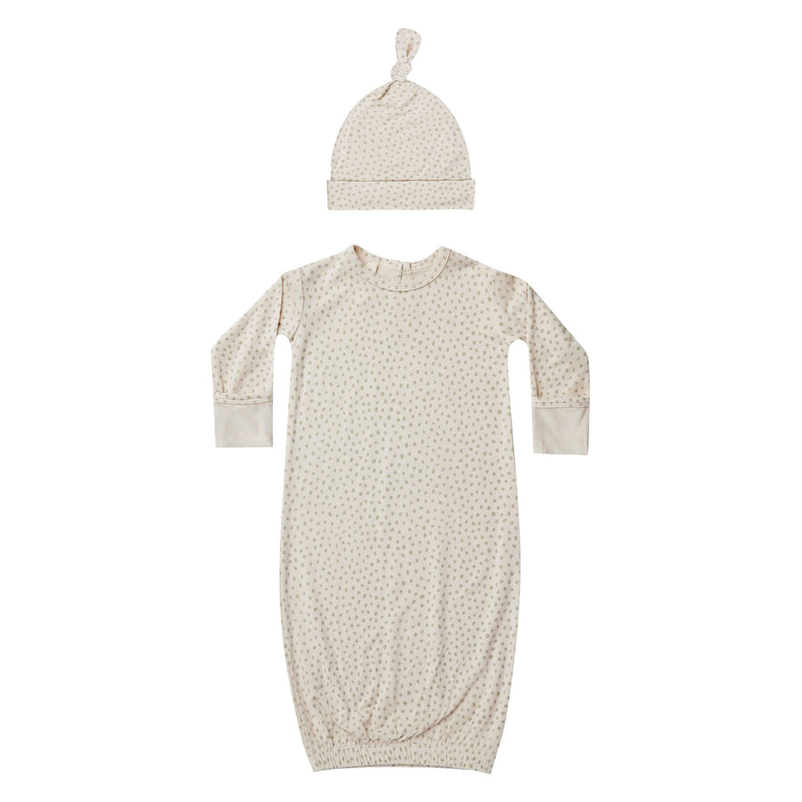 Quincy Mae Bamboo Baby Gown & Hat Set | Speckles