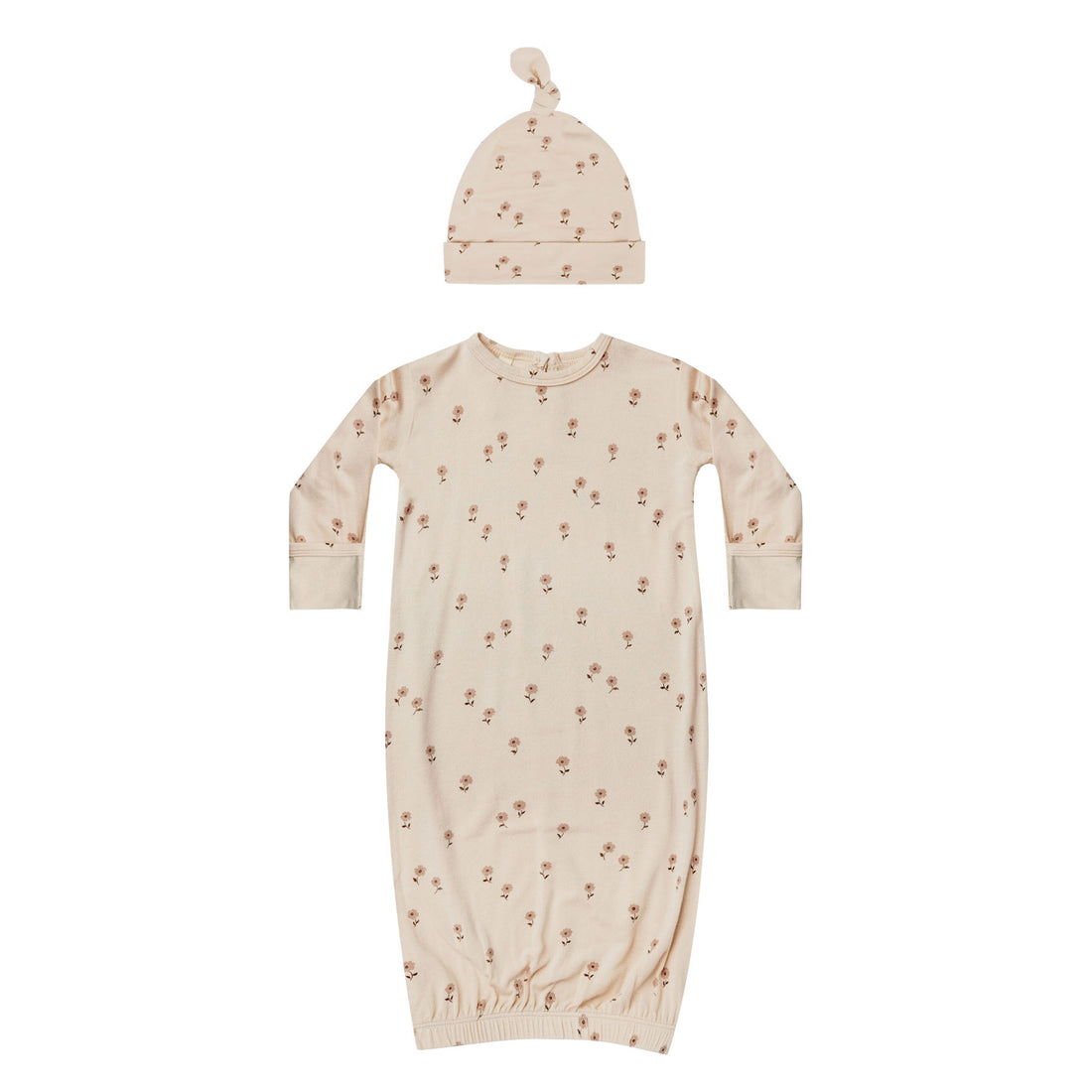 Quincy Mae Bamboo Baby Gown & Hat Set | Lilac Fleur