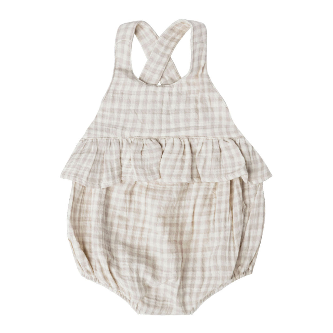 Quincy Mae Penny Romper | Silver Gingham
