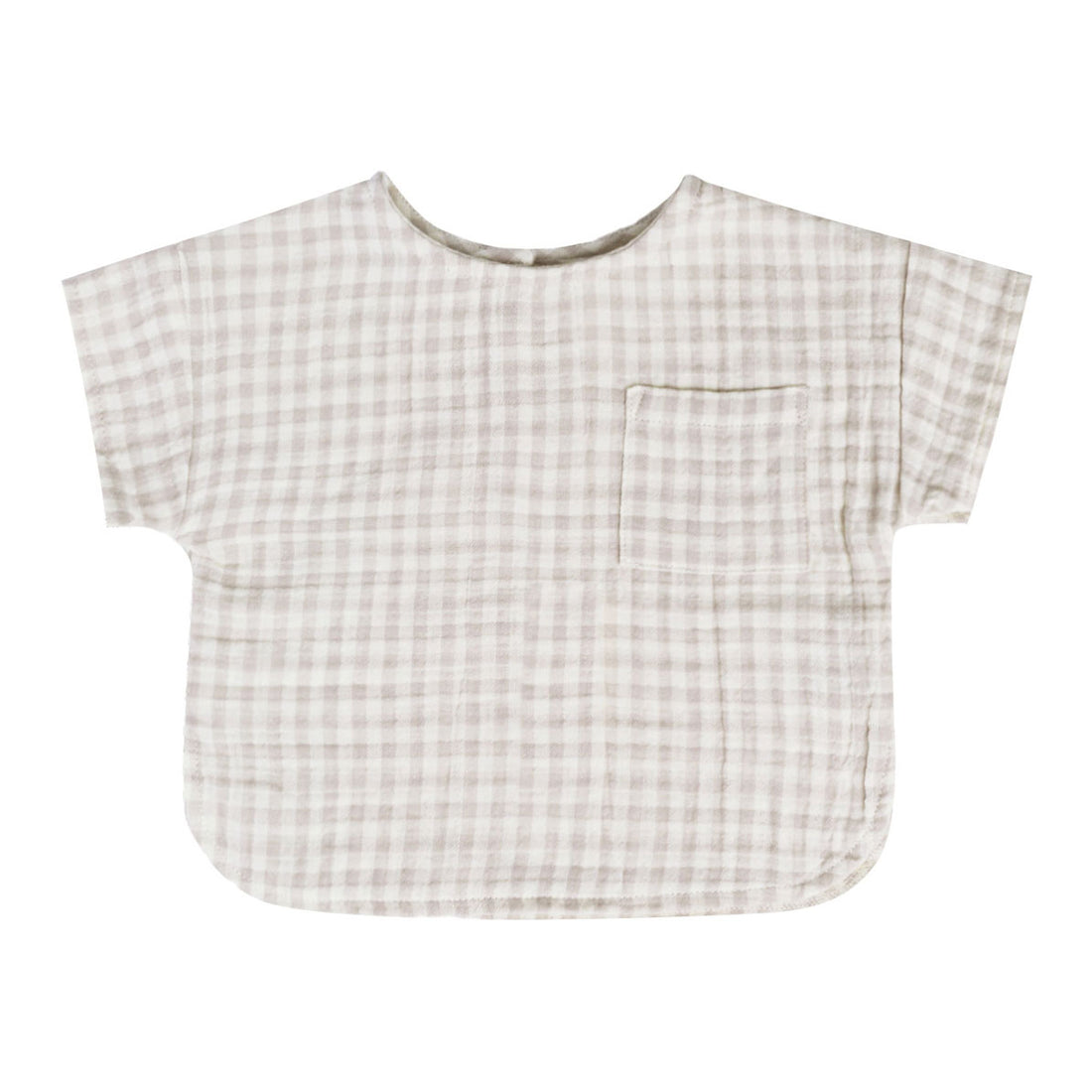Quincy Mae Woven Boxy Top | Silver Gingham