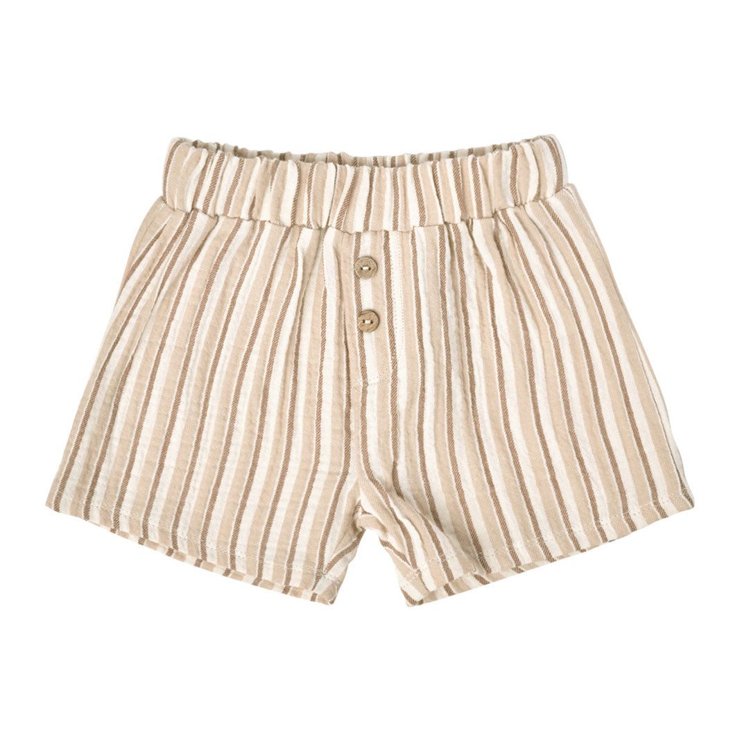 Quincy Mae Woven Short | Latte + Clay Stripe