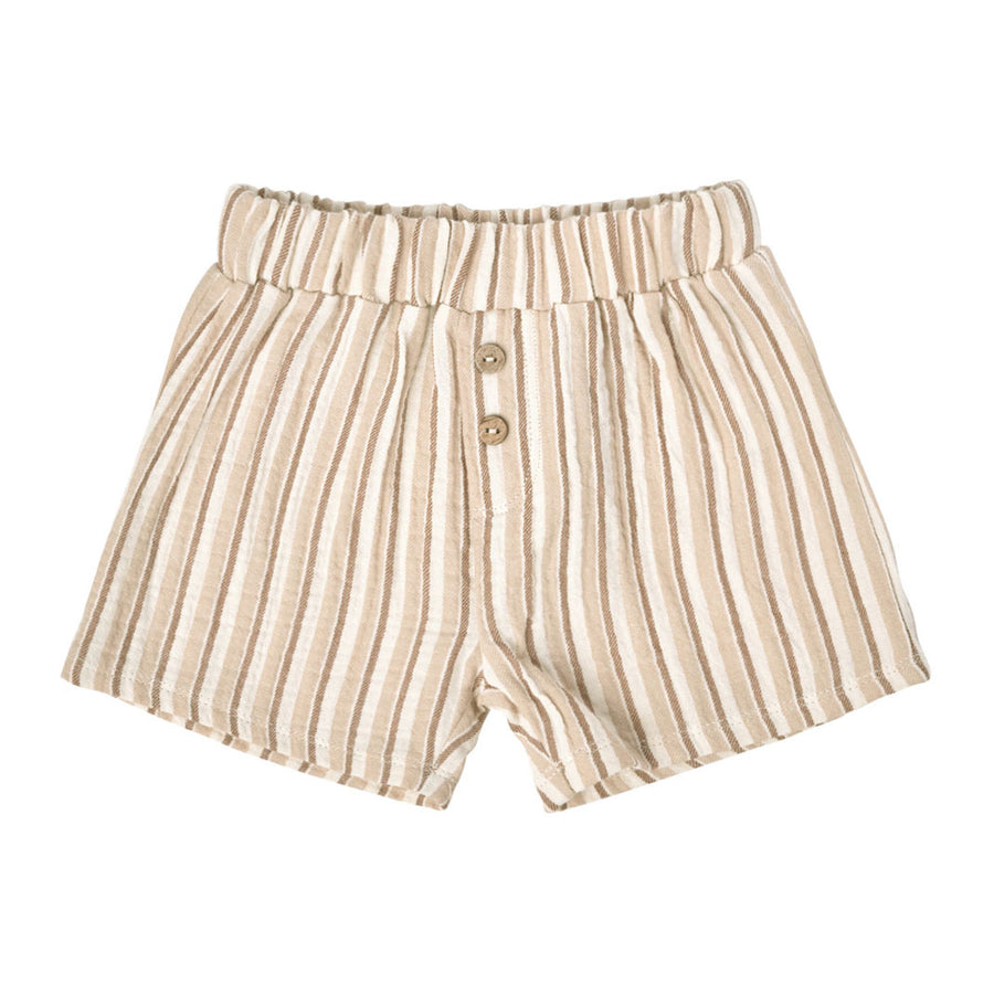 Quincy Mae Woven Short | Latte + Clay Stripe