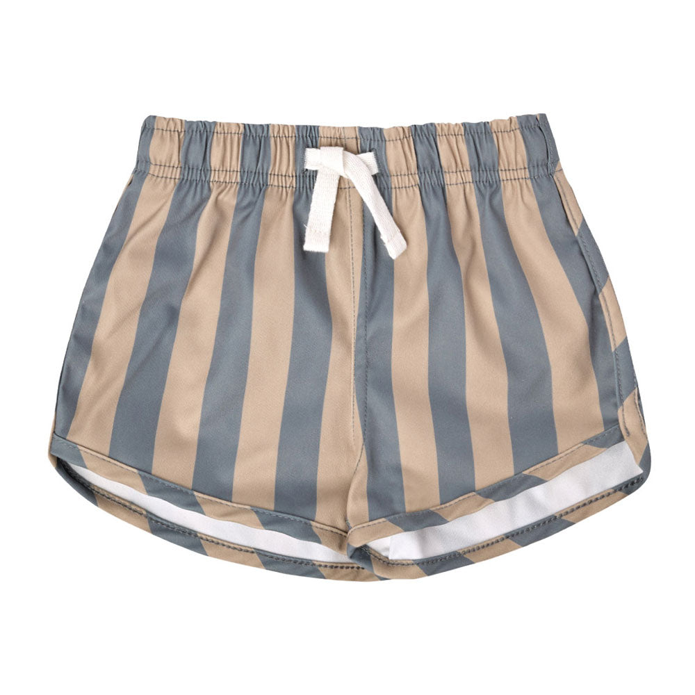 Quincy Mae Boys Swim Shorts | Ocean + Latte Stripe