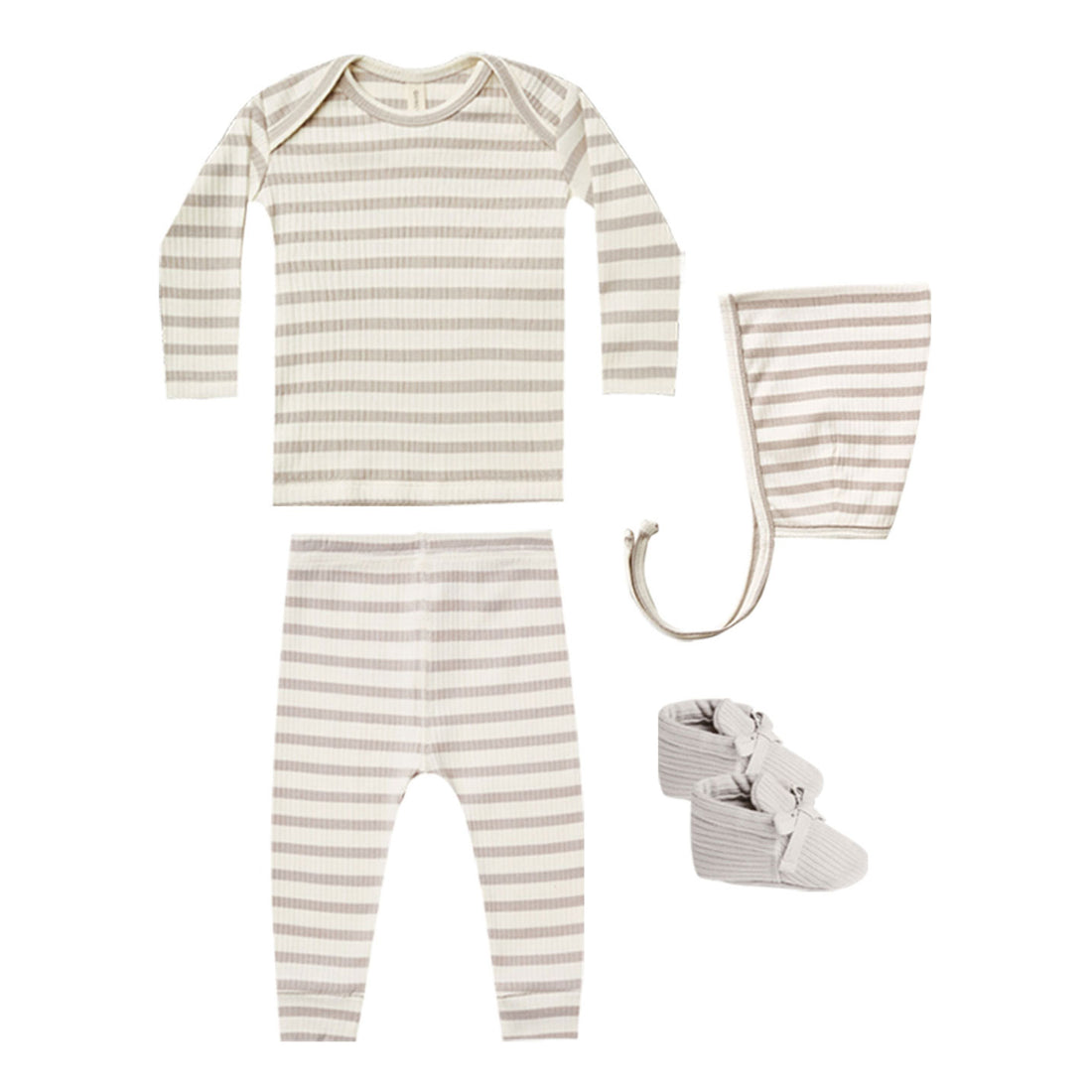 Quincy Mae  Ash Stripe Ribbed Baby Play Set