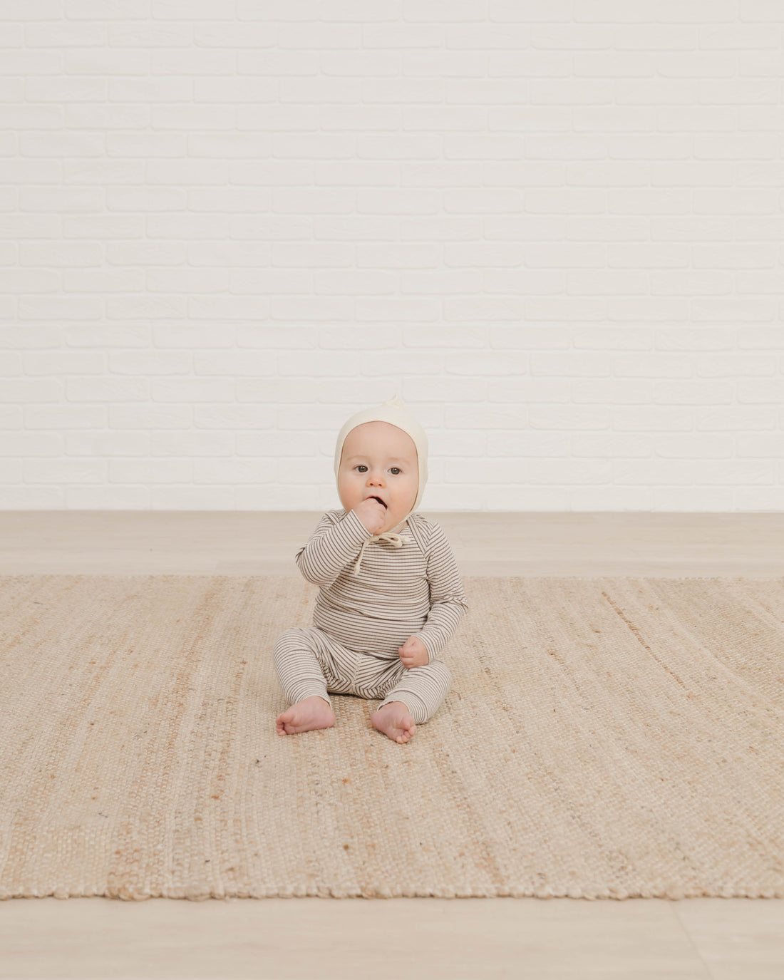 Quincy Mae Ash Stripe Ribbed Long Sleeve Lap Tee