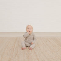 Quincy Mae Ash Stripe Ribbed Long Sleeve Lap Tee