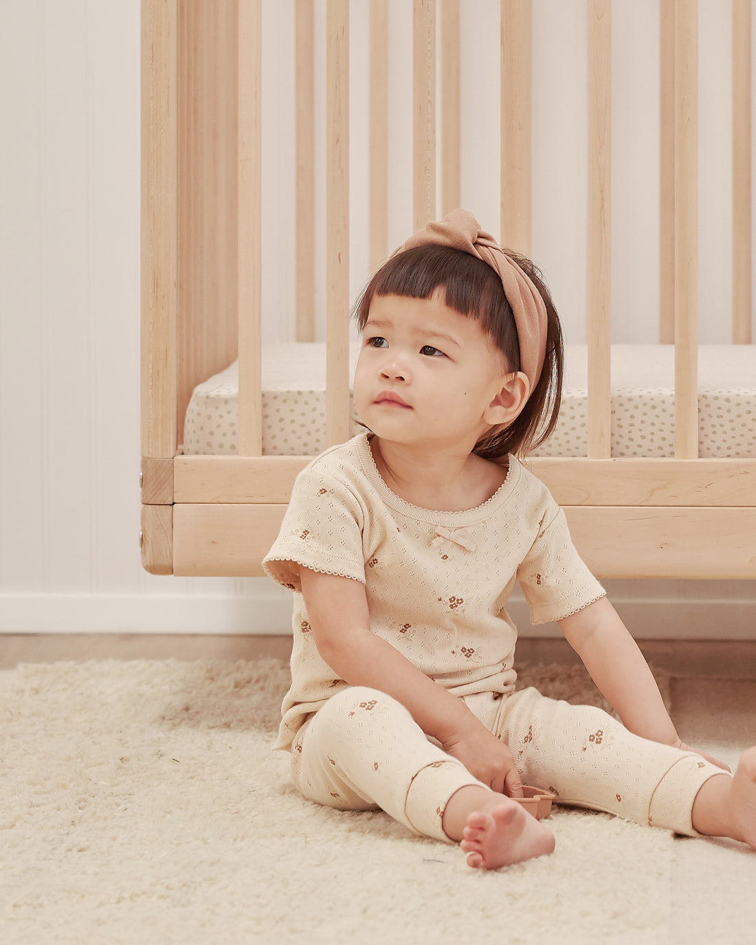 Quincy Mae Pointelle Tee | Ditsy Clay