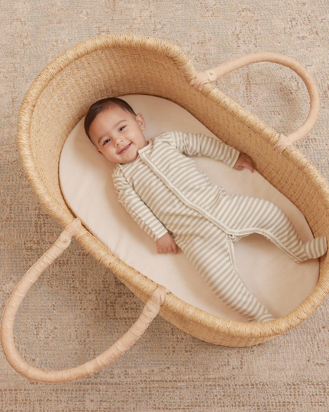 Quincy Mae Full Snap Footie | Pistachio Stripe