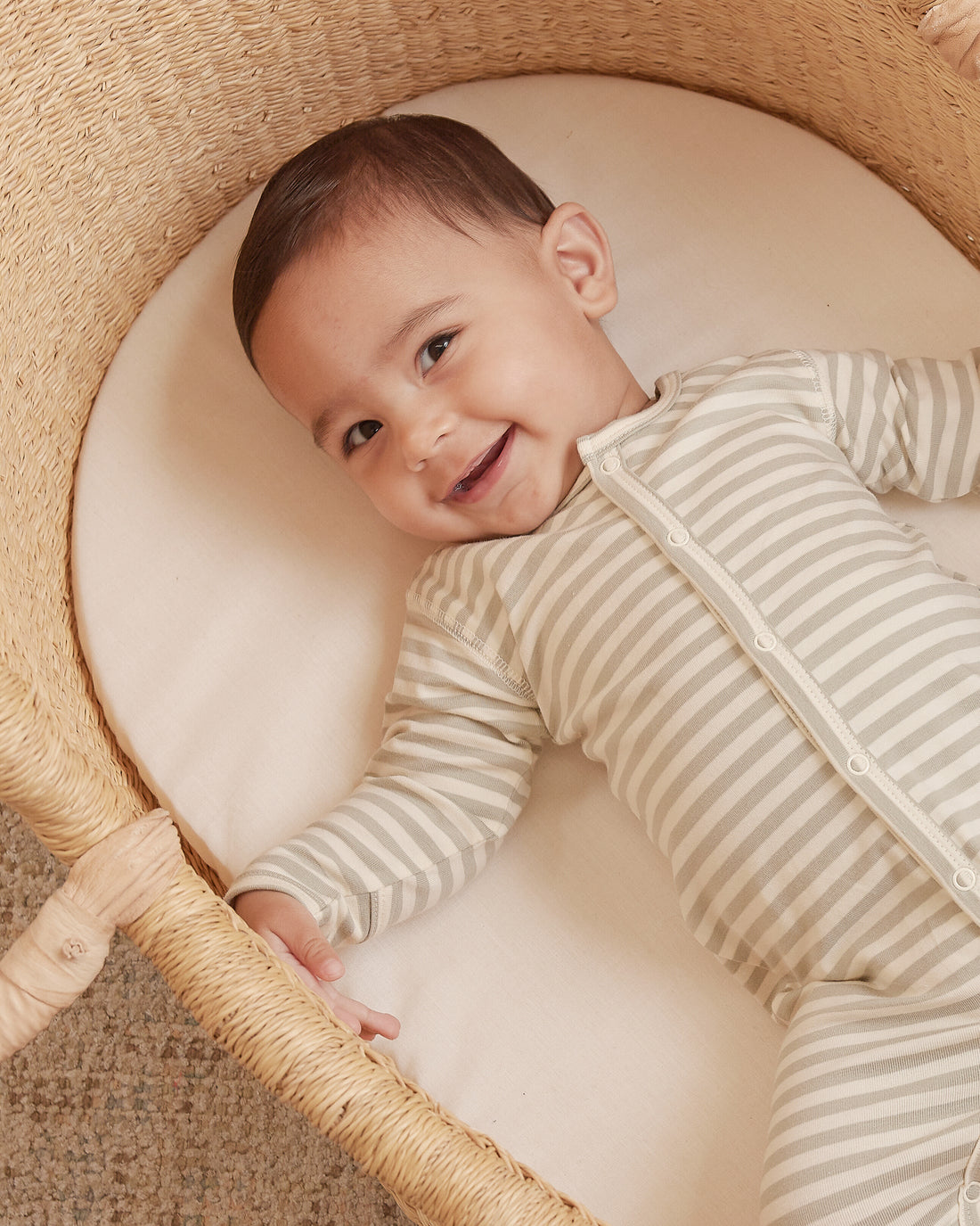Quincy Mae Full Snap Footie | Pistachio Stripe
