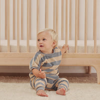 Quincy Mae Terry Tee Set | Ocean + Latte Stripe
