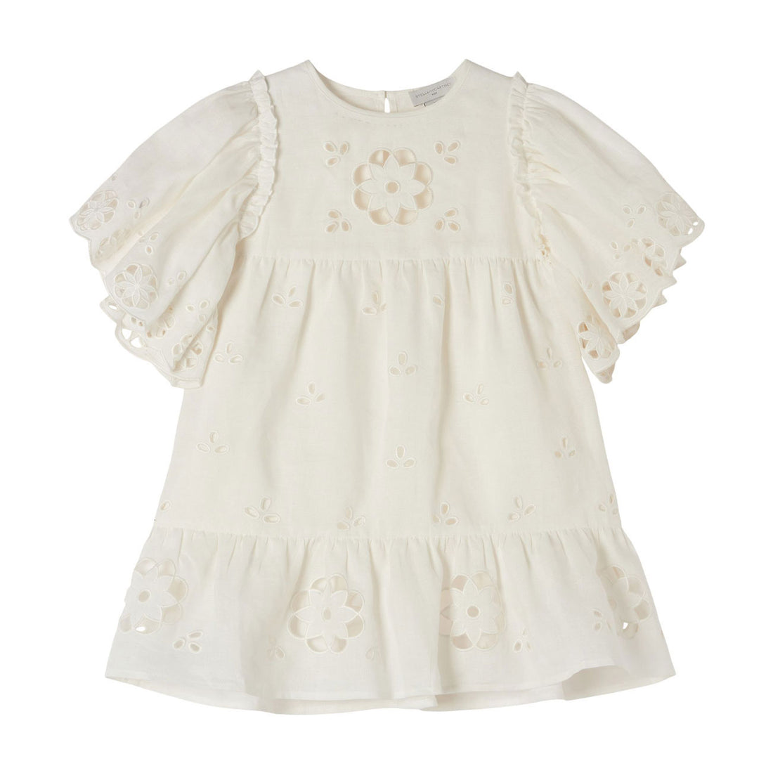 Stella McCartney White Ramie Embroidered Frill Dress