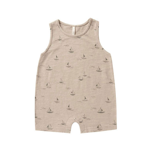 Rylee and Cru Sleeveless Romper | Sailboats
