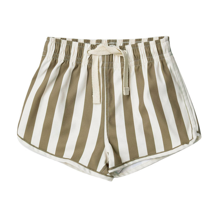 Rylee and Cru  Olive Stripe Swim Trunk
