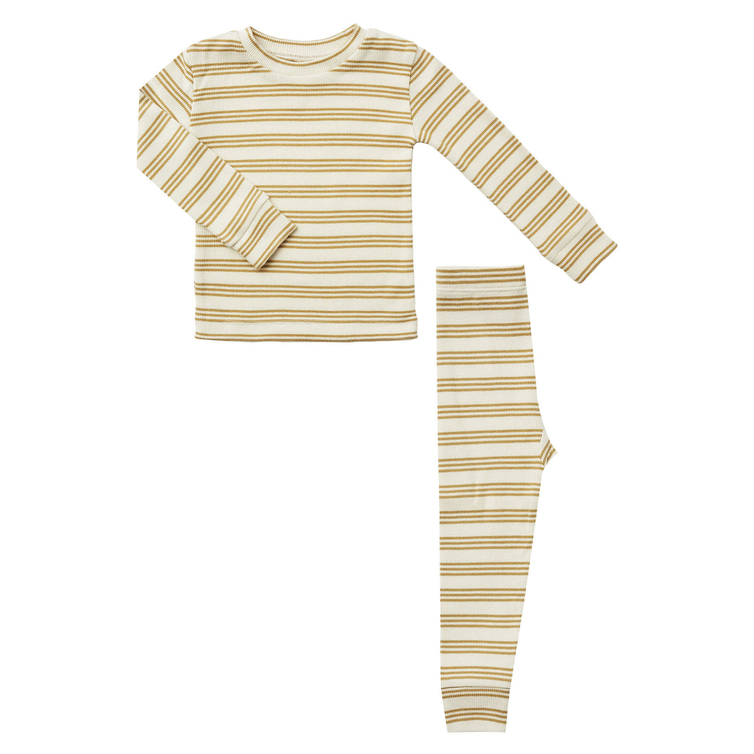 Rylee and Cru Gold-Stripe Gold Stripe Ribbed Pajama Set