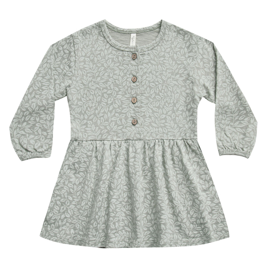Rylee and Cru Blue-Fog Vines Button Up Jersey Dress