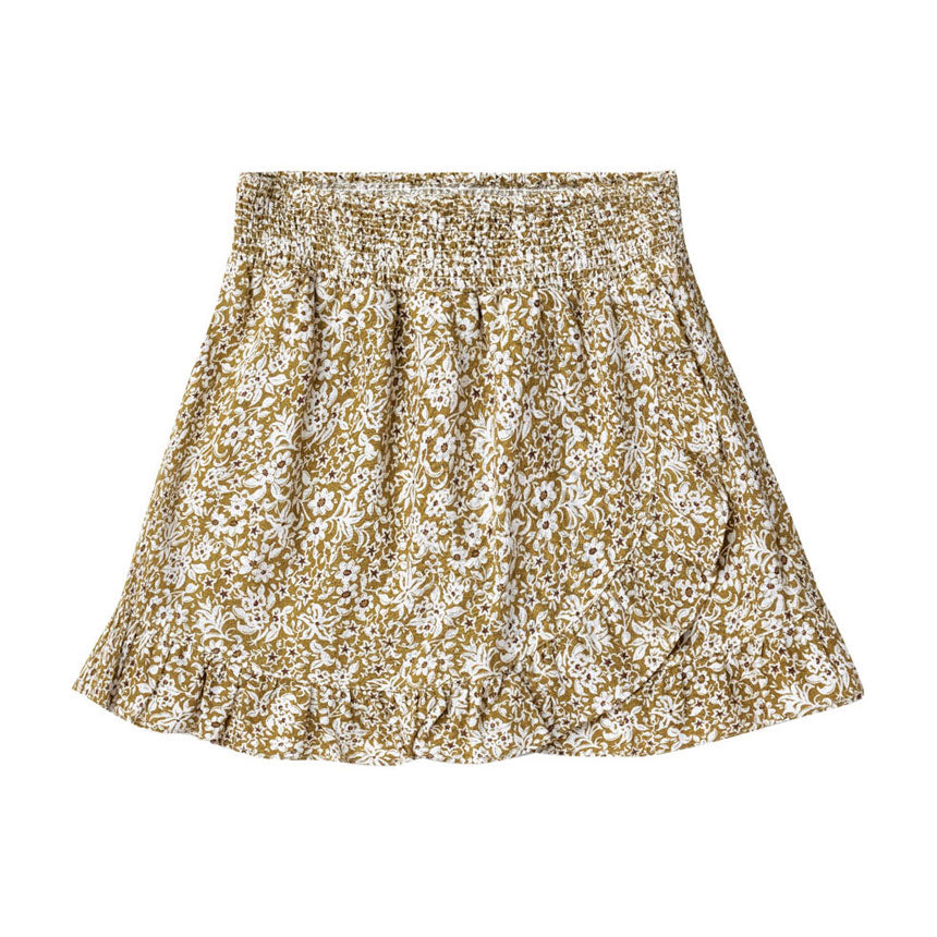 Rylee and Cru  Golden Ditsy Wrap Ruffle Skirt