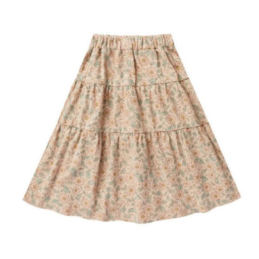 Rylee and Cru Tiered Midi Skirt | Blush Floral