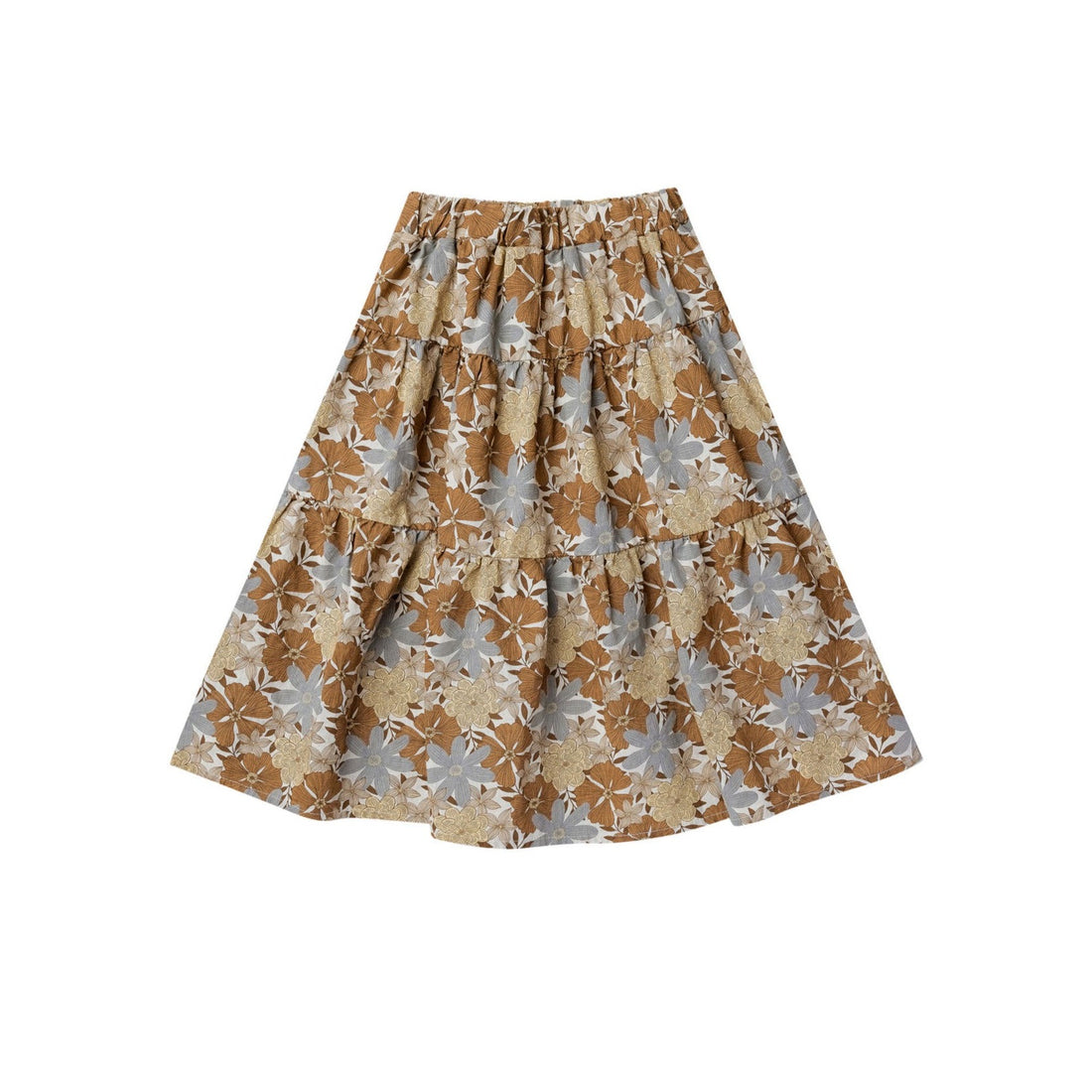 Rylee and Cru Safari Floral Tiered Midi Skirt
