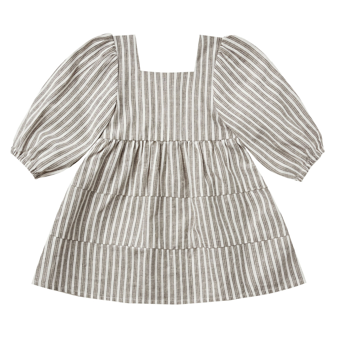 Rylee and Cru Grey Railroad Stripe Gretta Dress