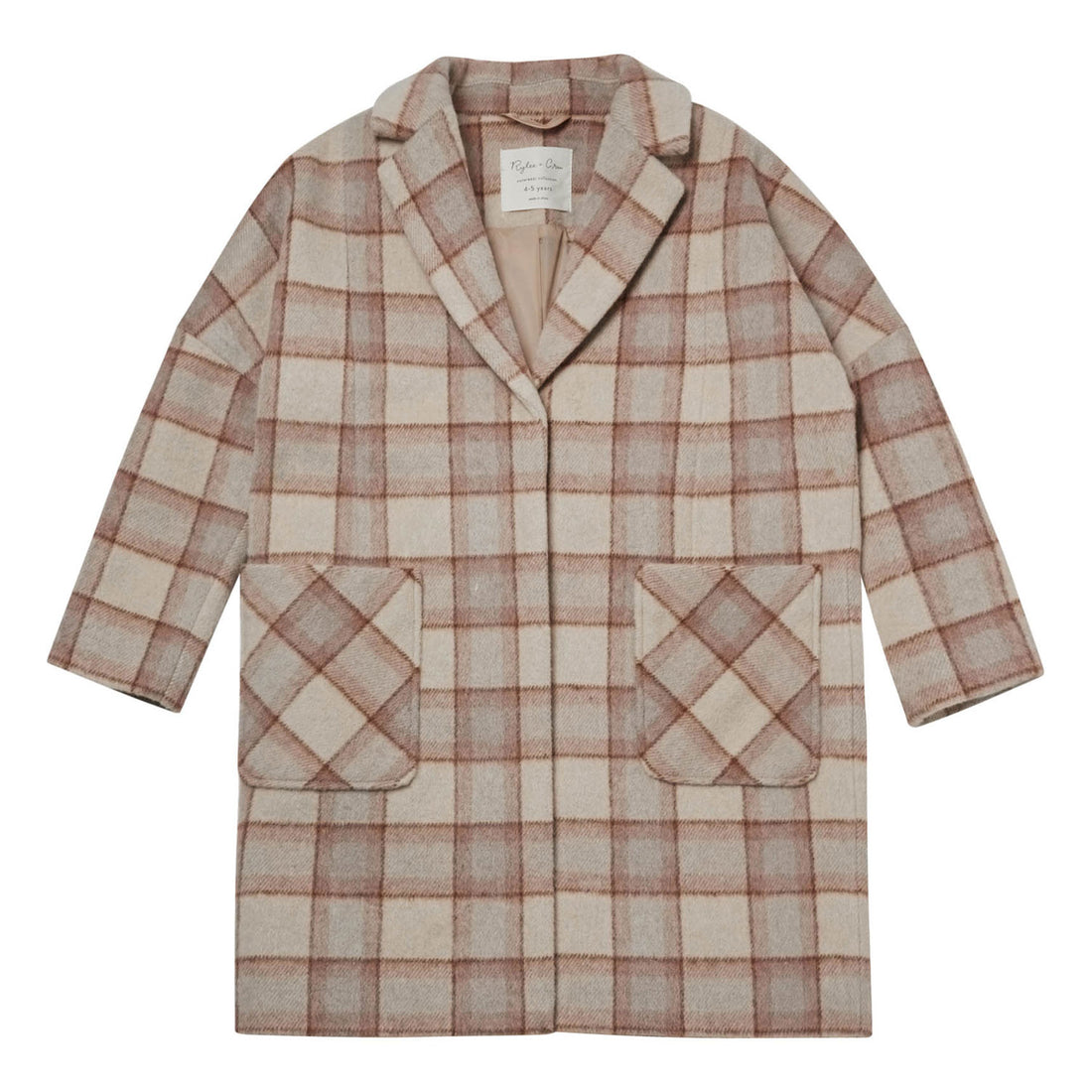 Rylee and Cru Longline Coat || Grey Plaid