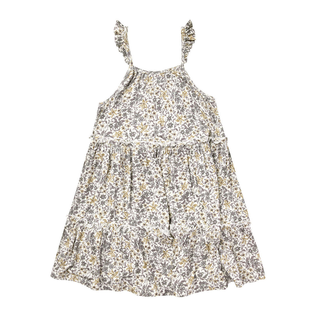 Rylee and Cru  Blue Floral Tiered Mini Dress