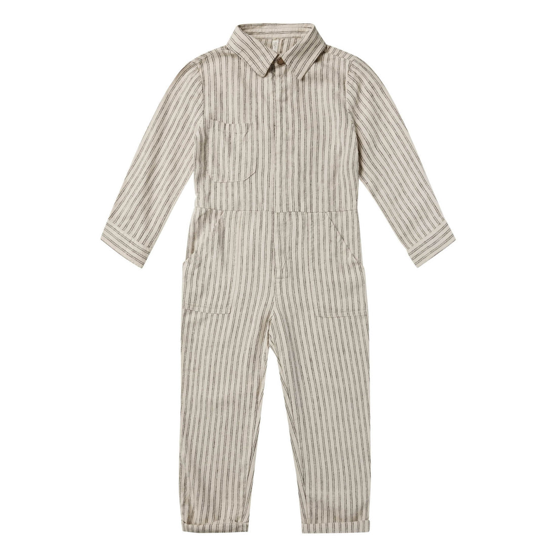 Rylee and Cru Coverall Jumpsuit || Black Pinstripe