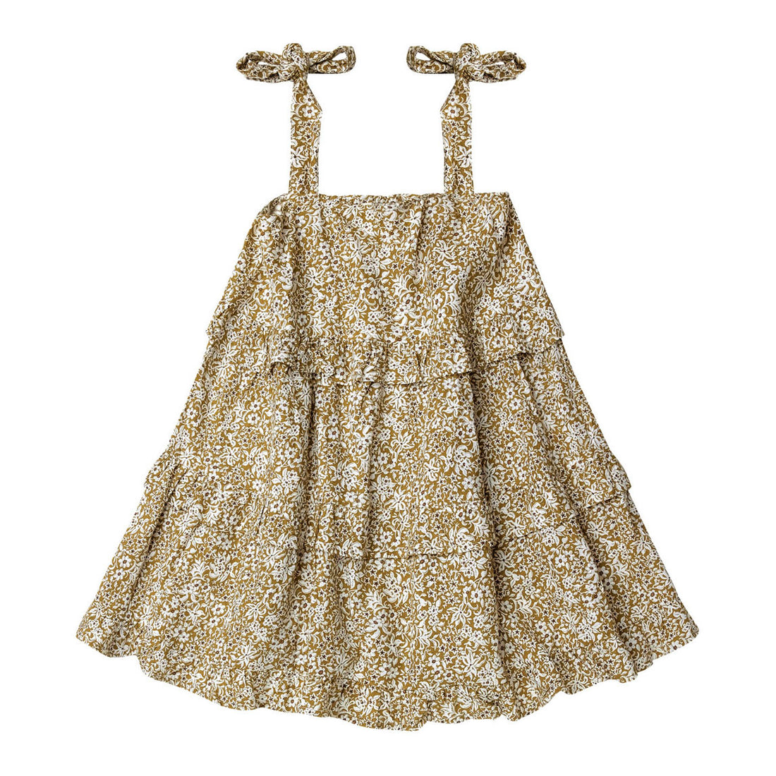 Rylee and Cru  Golden Ditsy Ruffled Swing Dress