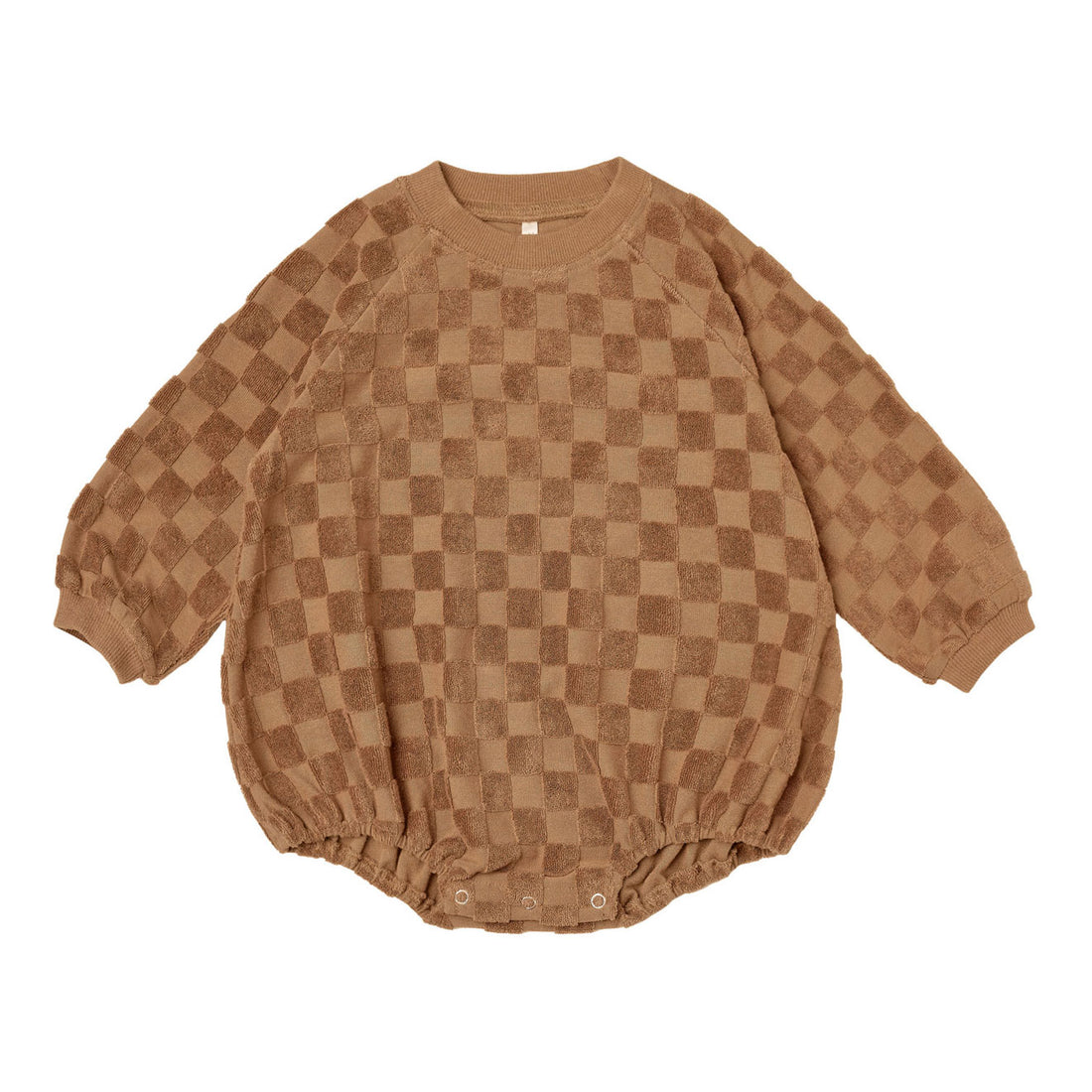 Rylee and Cru Camel Check Bubble Terry Romper