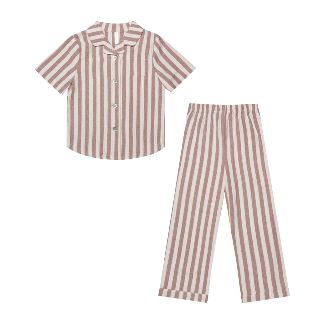 Rylee and Cru Wine Stripe Organic Bedtime Set