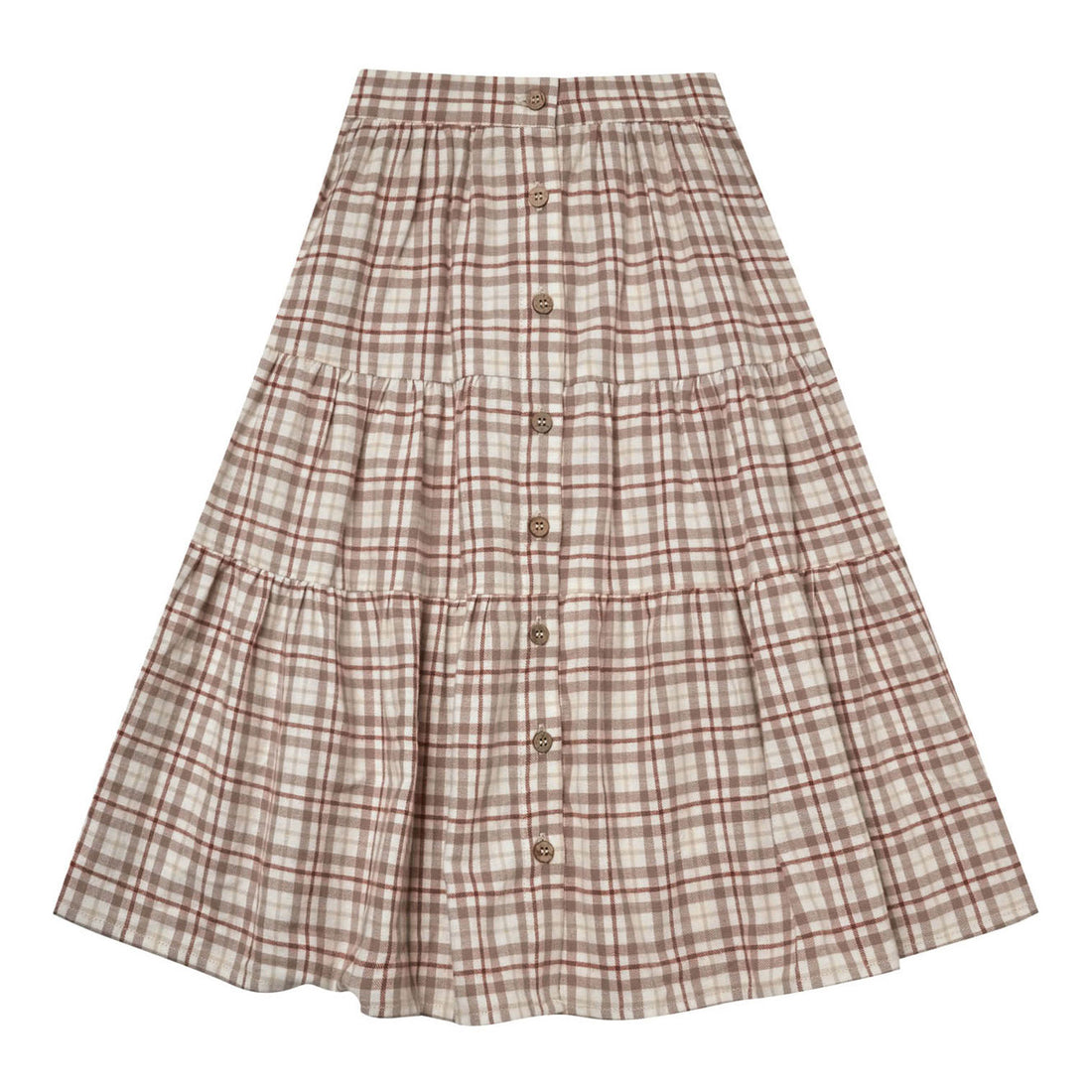 Rylee and Cru Joelle Skirt || Mocha Plaid