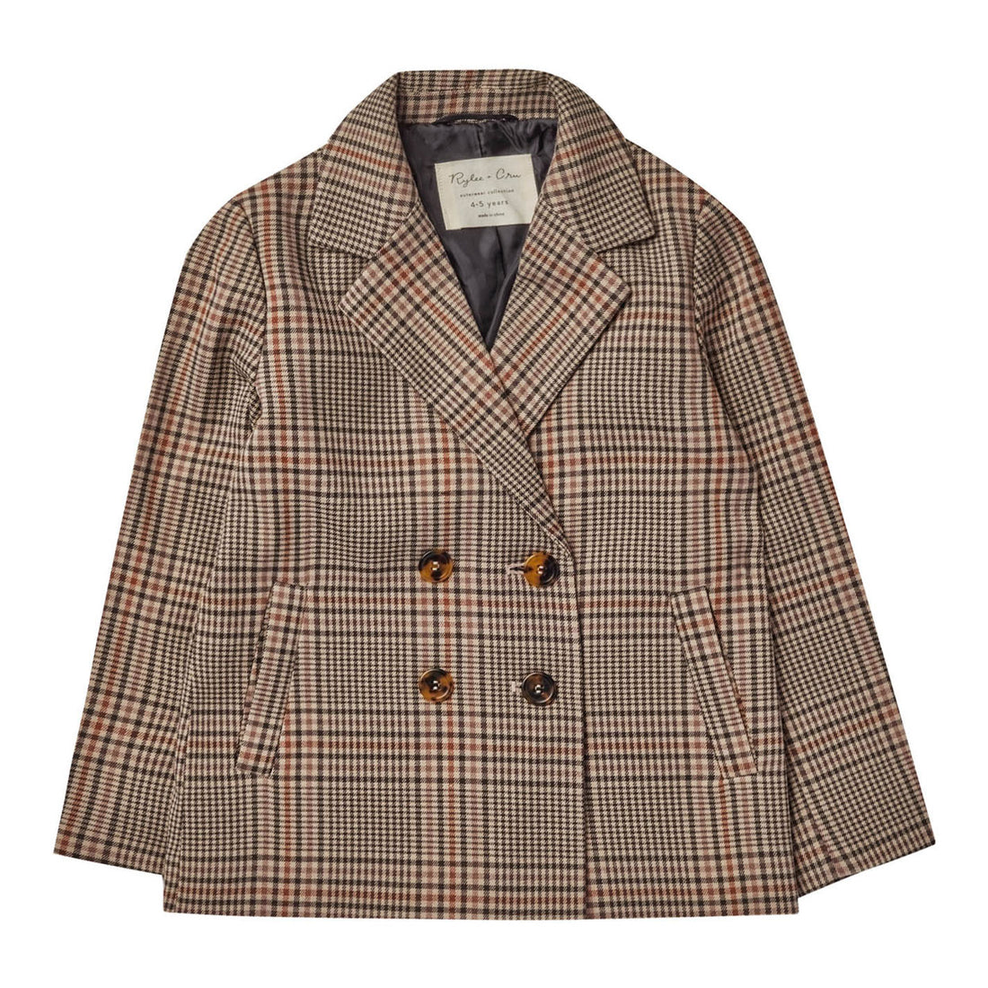 Rylee and Cru Double Breasted Blazer || Rustic Plaid