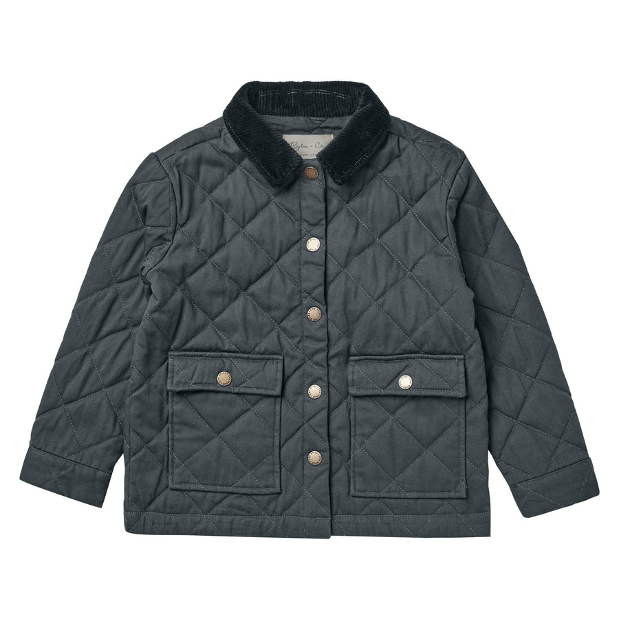 Rylee and Cru Long Quilted Coat || Navy