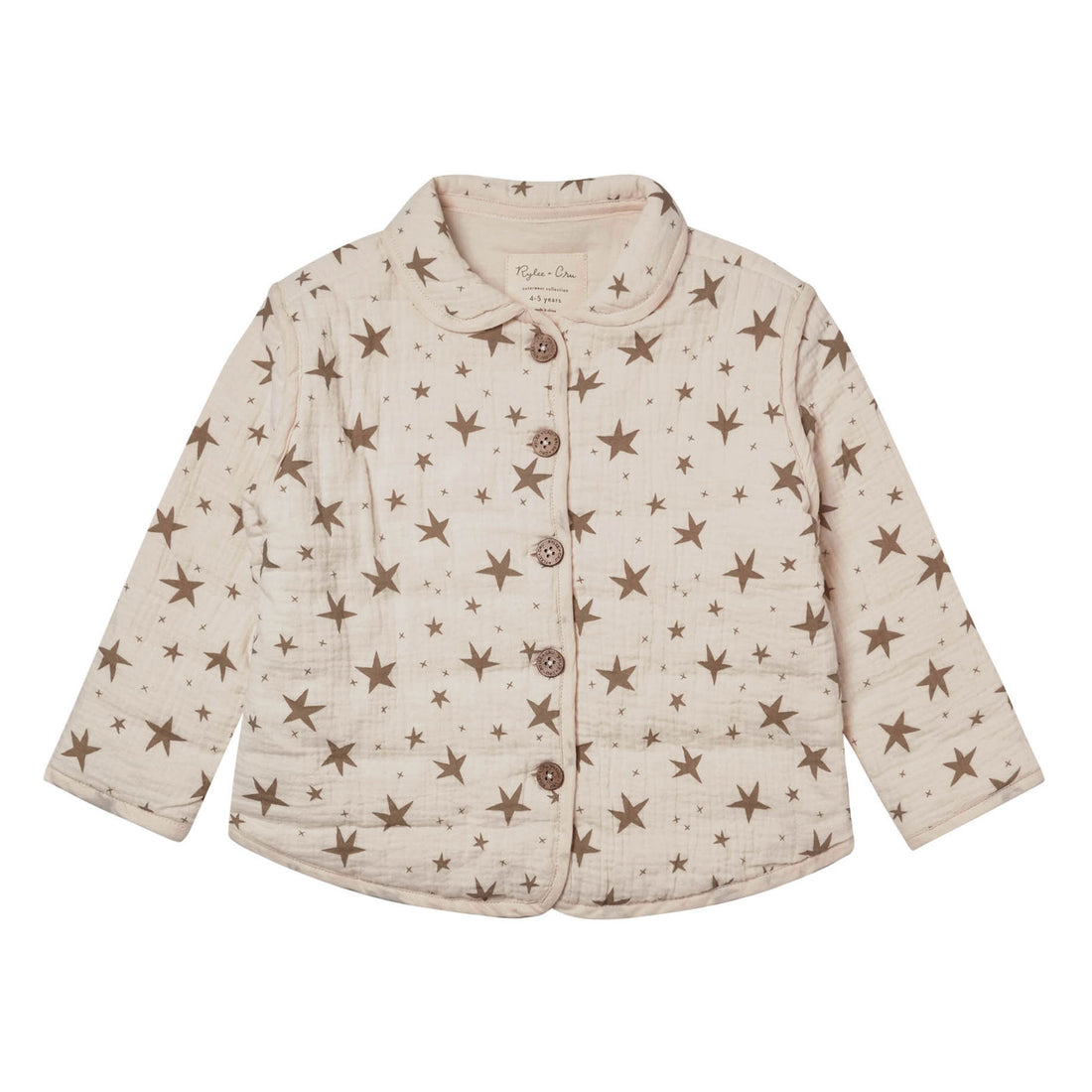 Rylee and Cru  Quilted Collared Coat|Grey Stars