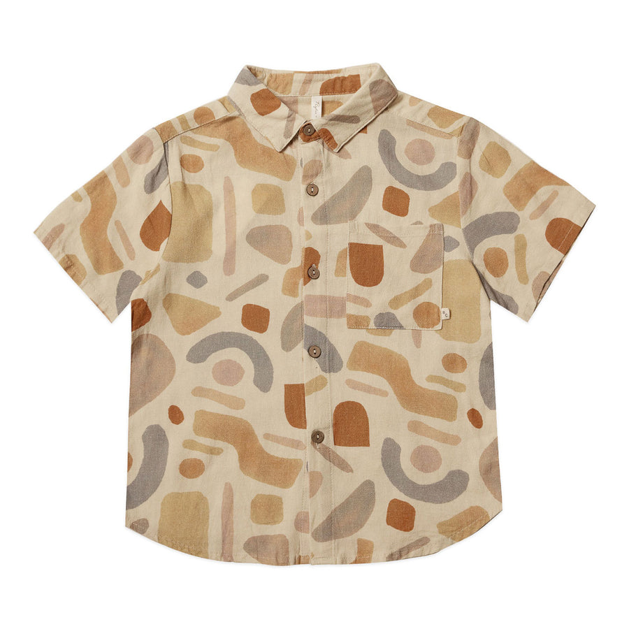 Rylee and Cru Collared Short Sleeve Shirt || Abstract