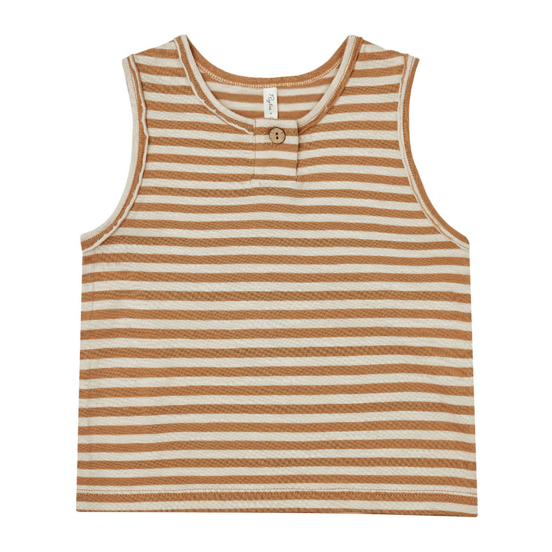 Rylee and Cru Camel Stripe Jersey Button Tank