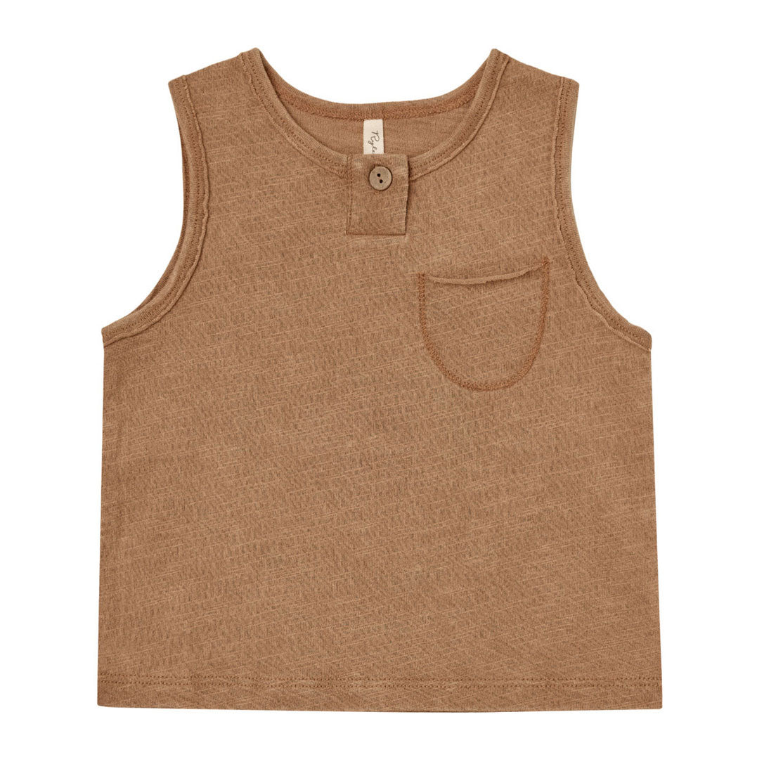 Rylee and Cru Camel Jersey Button Tank