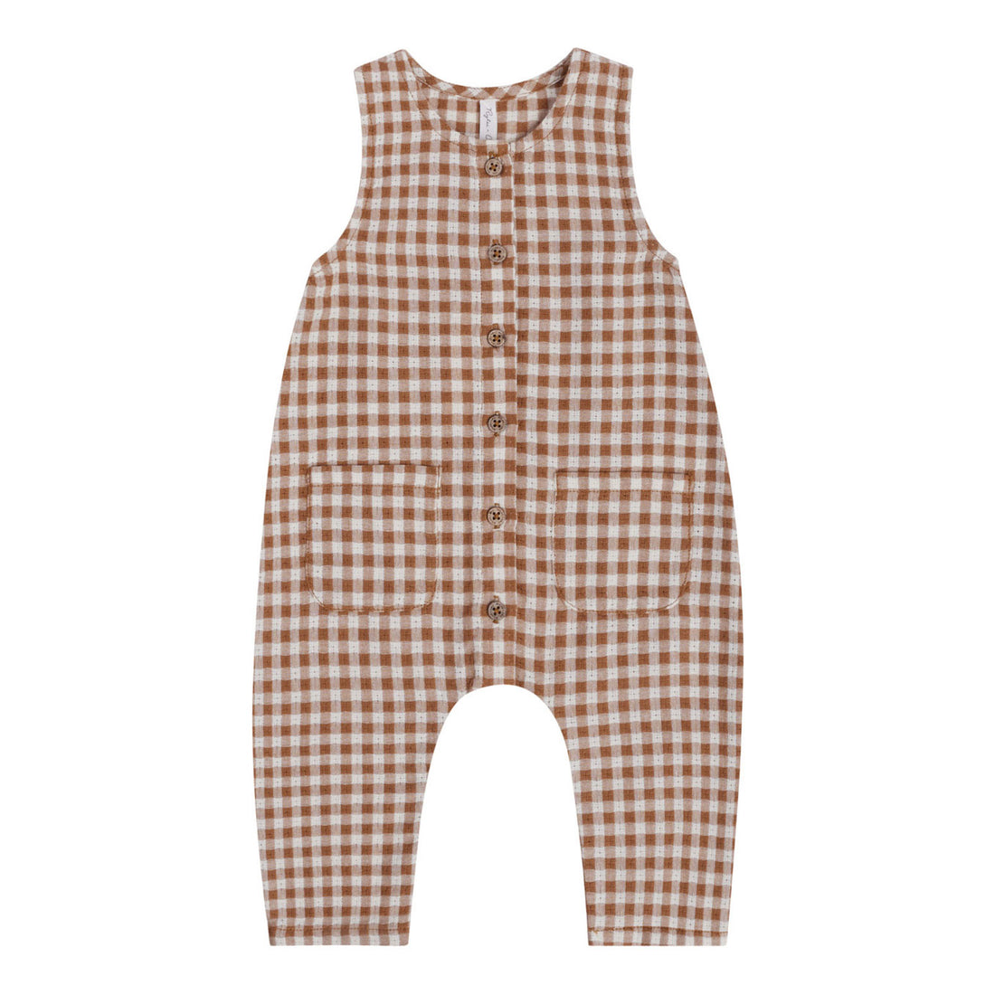 Rylee and Cru Camel Gingham Woven Jumpsuit