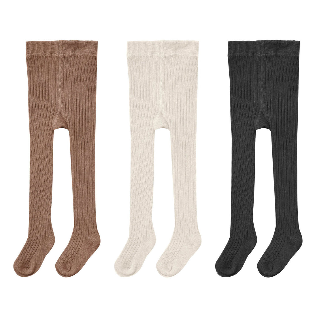 Rylee and Cru Ribbed Tights, 3 Pack || Mocha, Natural, Black
