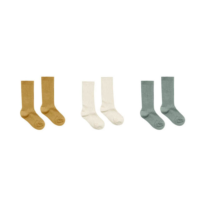 Rylee and Cru Ribbed Socks | Gold, Ivory, Aqua