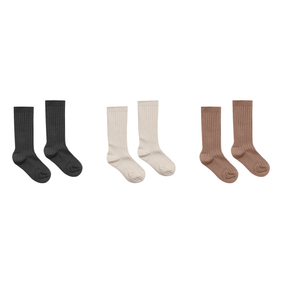 Rylee and Cru Ribbed Socks, 3 Pack || Mocha, Natural, Black