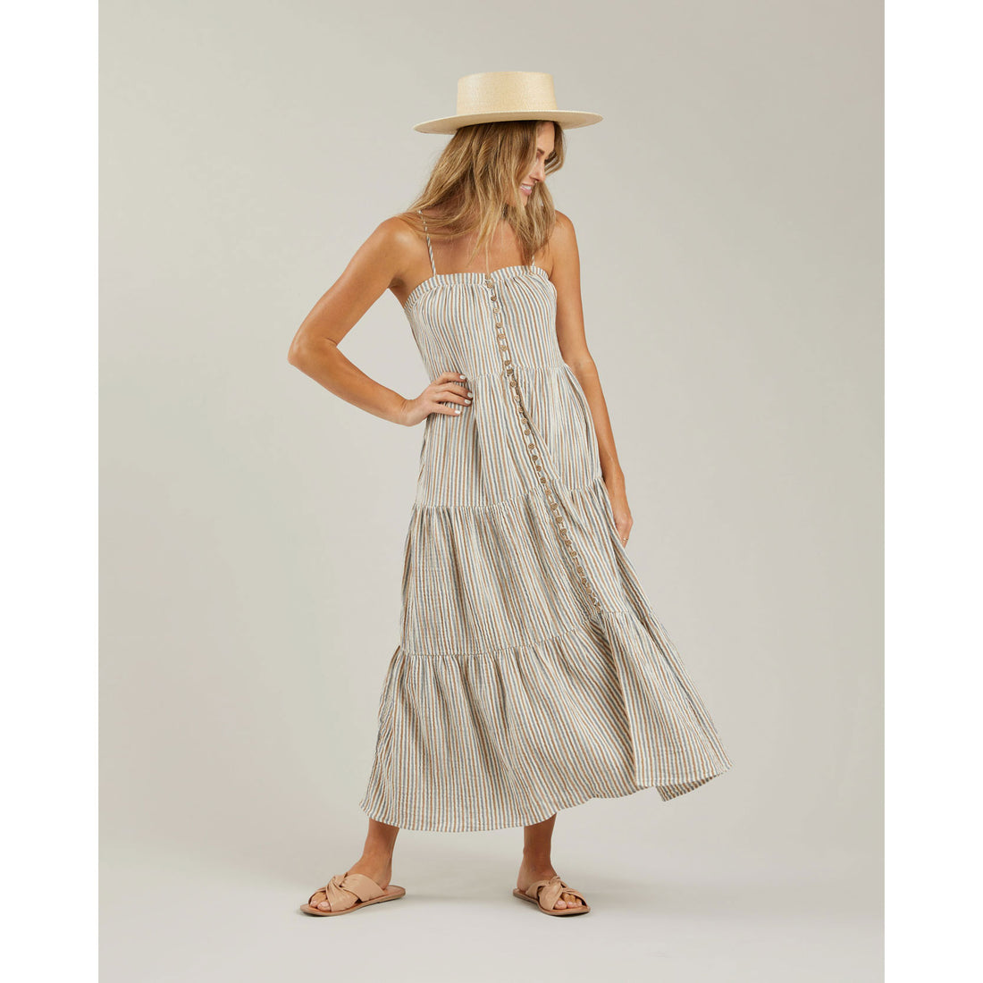 Rylee and Cru Womens Tiered Maxi Dress || Nautical Stripe