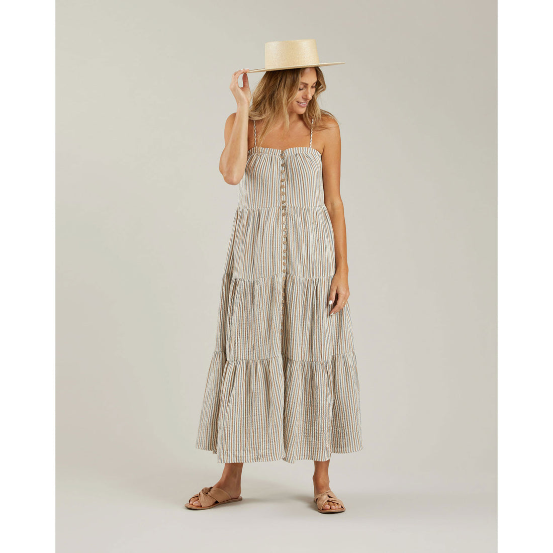 Rylee and Cru Womens Tiered Maxi Dress || Nautical Stripe