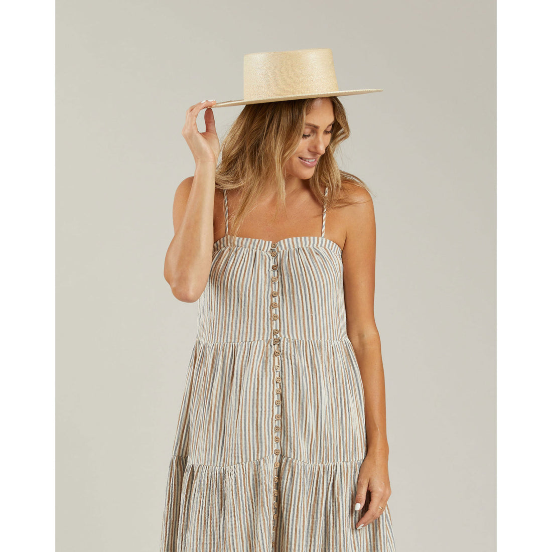 Rylee and Cru Womens Tiered Maxi Dress || Nautical Stripe