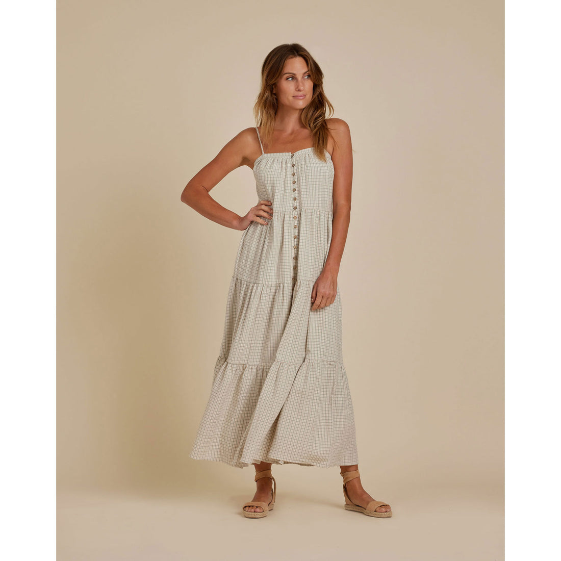 rylee and cru tiered maxi dress Rylee & Cru Women Ruffle Tiered Maxi Skirt Valencia Stripe Natural / XL