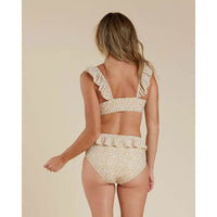 Rylee and Cru Ruffle High-Waisted Women Bikini Bottom || Blush Floral