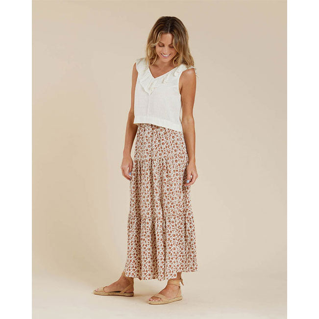Rylee and Cru Tiered Women Midi Skirt || Garden