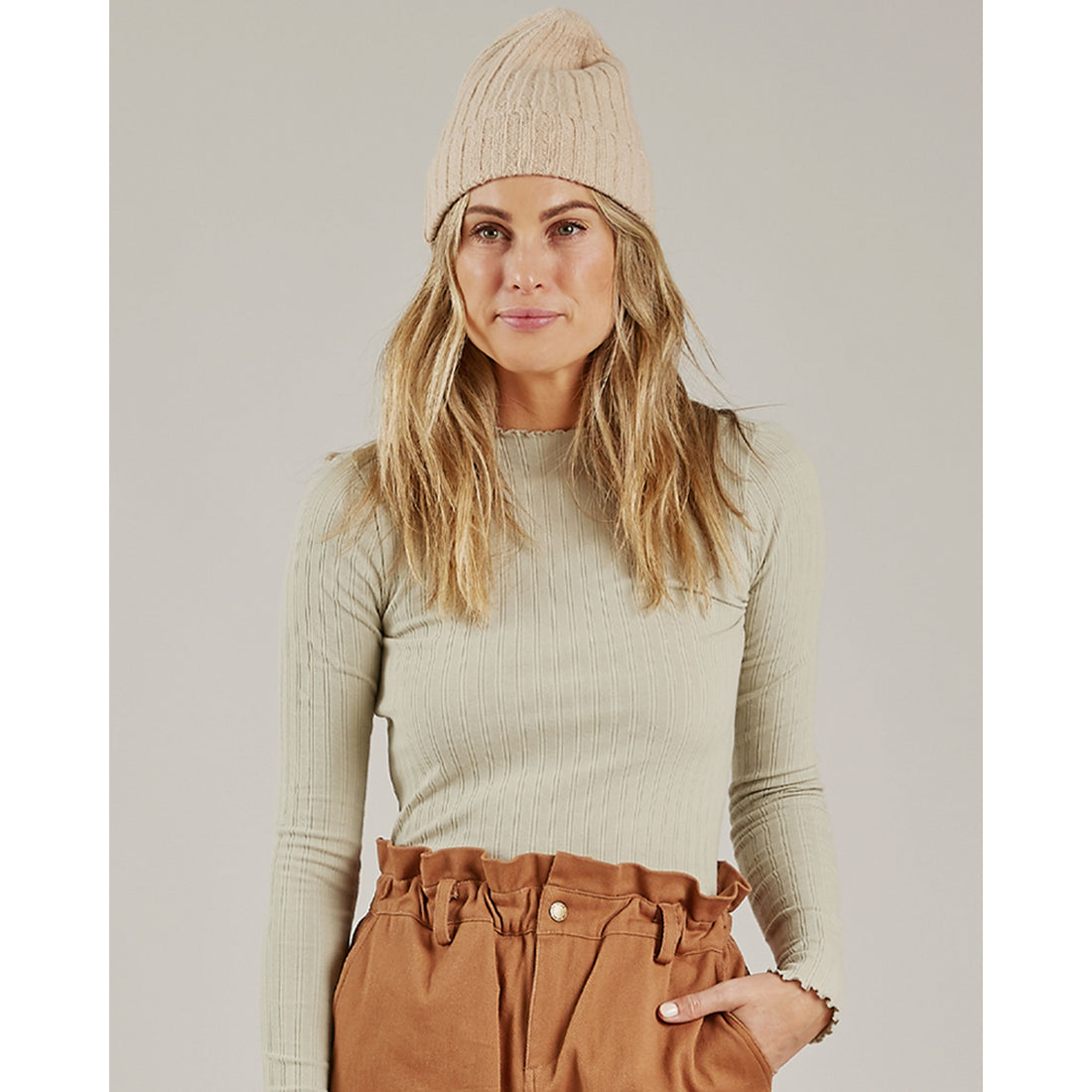 Rylee and Cru Agave Ribbed Longsleeve Womens Tee