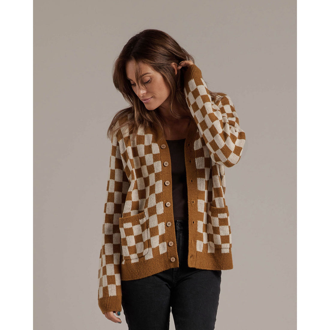 Rylee and Cru Button Cardigan | Checkerboard